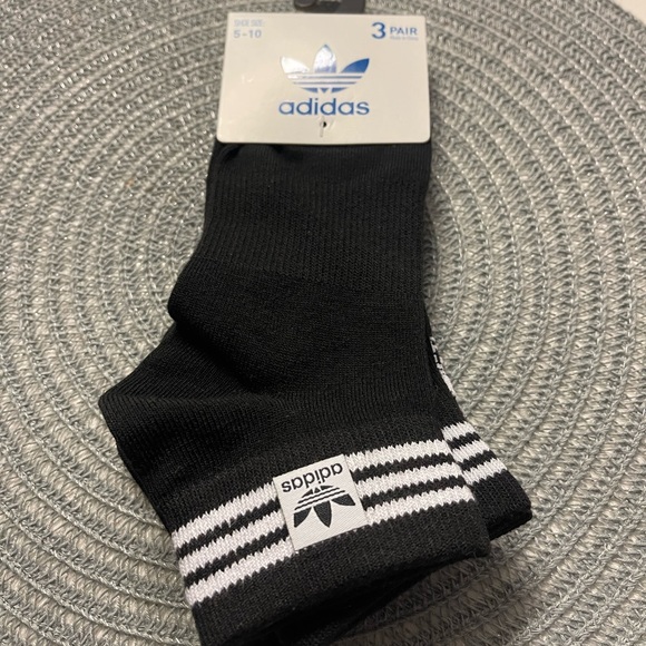 adidas Accessories Adidas New Black Socks With White Stripes Fits